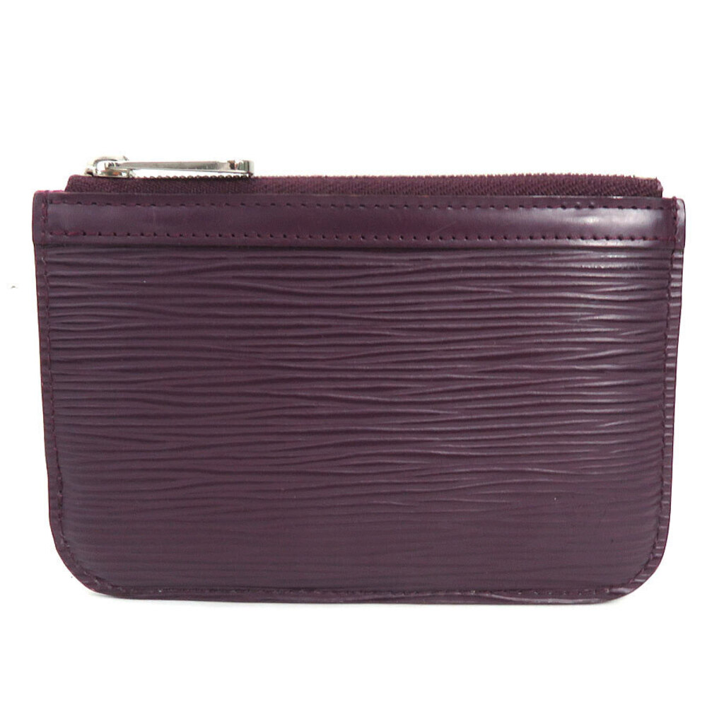 Louis Vuitton Coin Wallet Key Epi Pochette NM Leather Metal Pouch Purple Silver